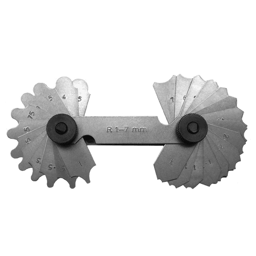 Radius gauges, concave and convex form