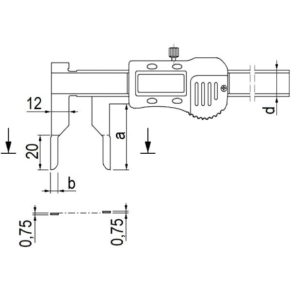 Digitaler Messschieber mit abgesetzter Messfläche, Typ 6717
