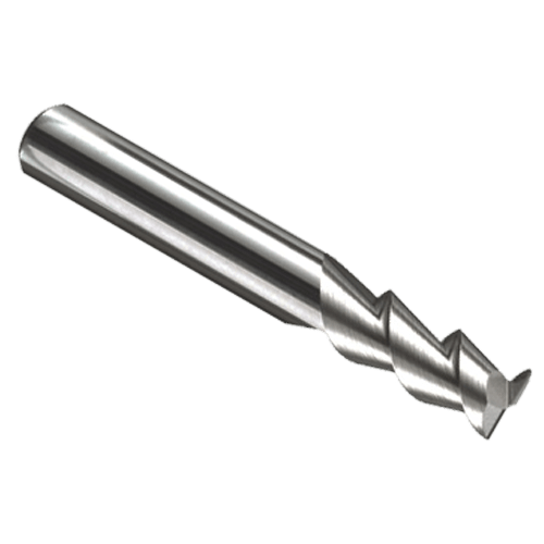 Solid carbide end mill for aluminium and non-ferrous metal, 2 flute 55°