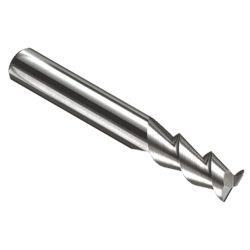 Solid carbide end mill for aluminium, extra long, 2 flutes 55°, Z2