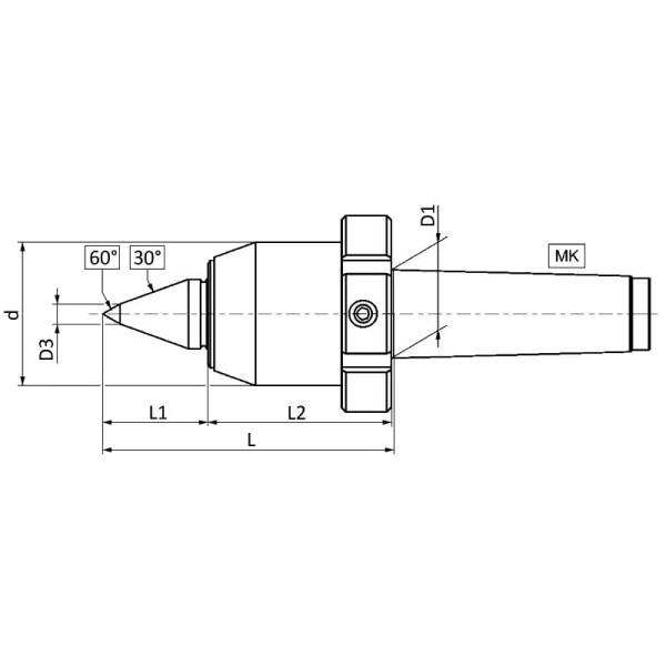 Mitlaufende Präzisions-Drehbankspitze Serie 805 KOP