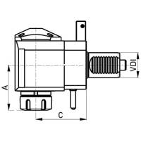 Vorschau: Radial Bohr- und Fräskopf, DIN 5482, abgewinkelt, rechts Vorschau: Radial Bohr- und Fräskopf, DIN 5482, abgewinkelt, rechts