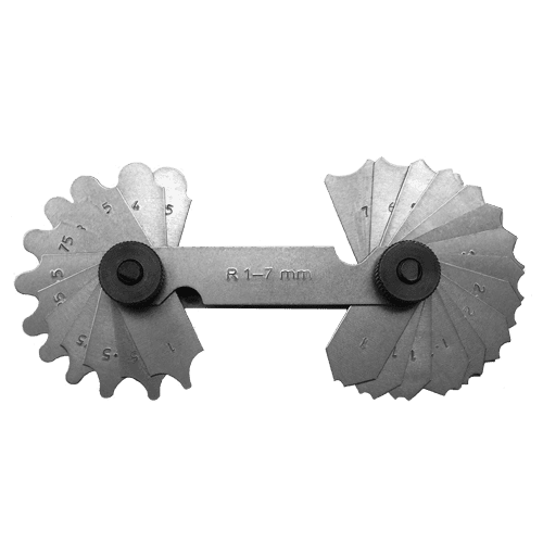 Radius gauges, concave and convex form