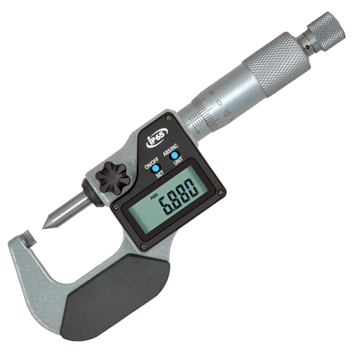 Digital micrometer with 60° point, IP 65, type 677