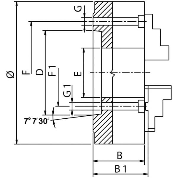 ZENTRA Dreibackenfutter DIN 55026