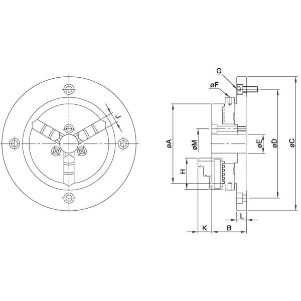 Chandox Stationäres 3-Backen-Spannfutter