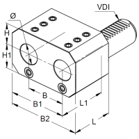 Preview: VDI tool holder DIN 69880 with 2 bores, form E8 Preview: VDI tool holder DIN 69880 with 2 bores, form E8
