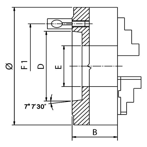 ZENTRA Vierbackenfutter DIN 55029