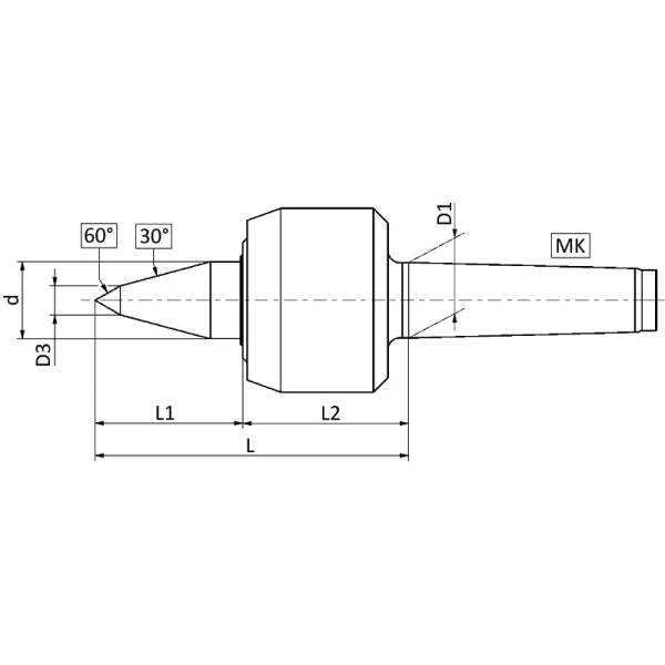Mitlaufende Präzisions-Drehbankspitze Serie 800 KOP