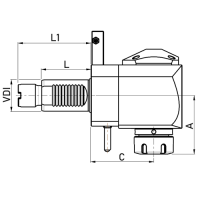 Vorschau: Angetriebenes Werkzeug für Okuma, abgewinkelt, L Vorschau: Angetriebenes Werkzeug für Okuma, abgewinkelt, L