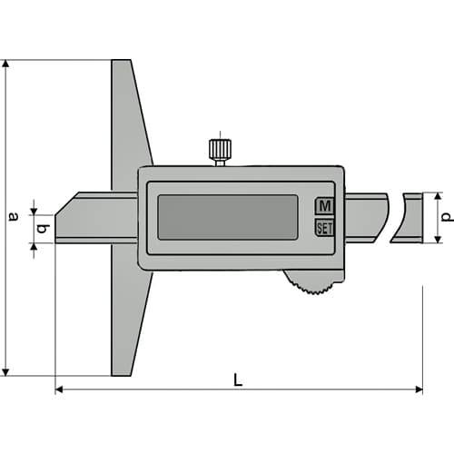 Digitaler Tiefenmessschieber IP67 mit Sylvac-Elektronik, Din 862, Typ 60047