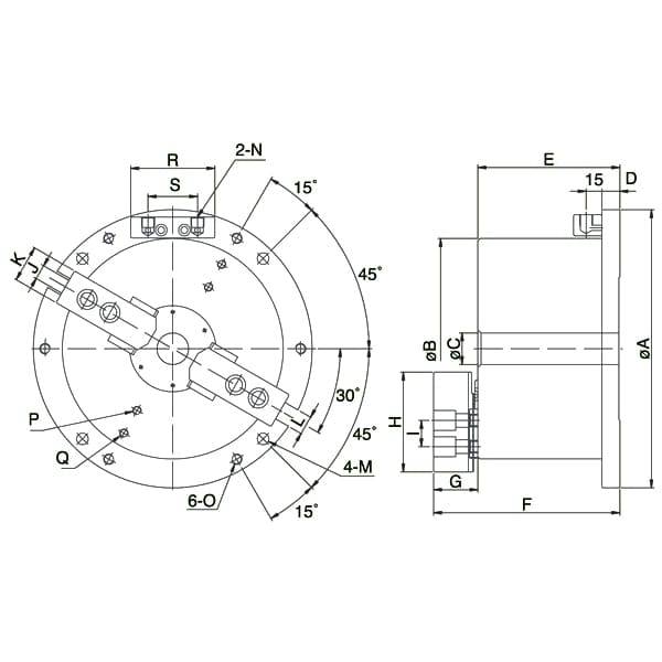 Pneumatisch-hydraulisches 2 Backen Spannfutter