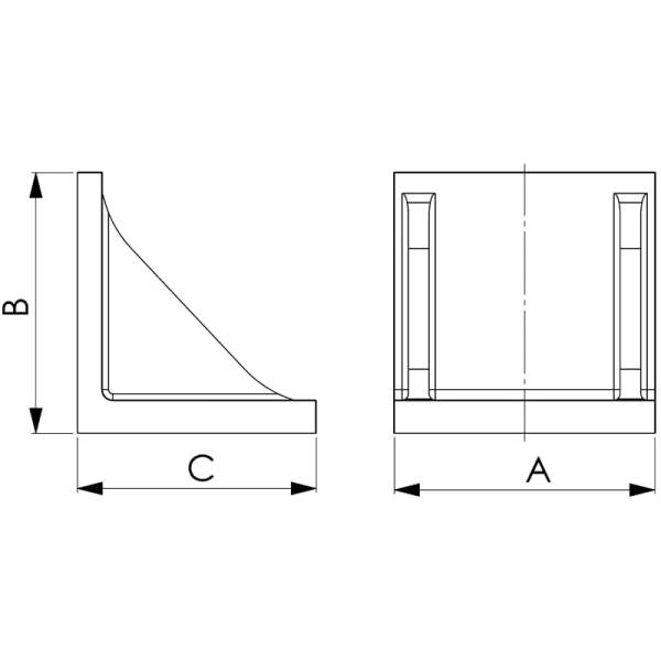 Angle bracket cast iron with stiffening ribs