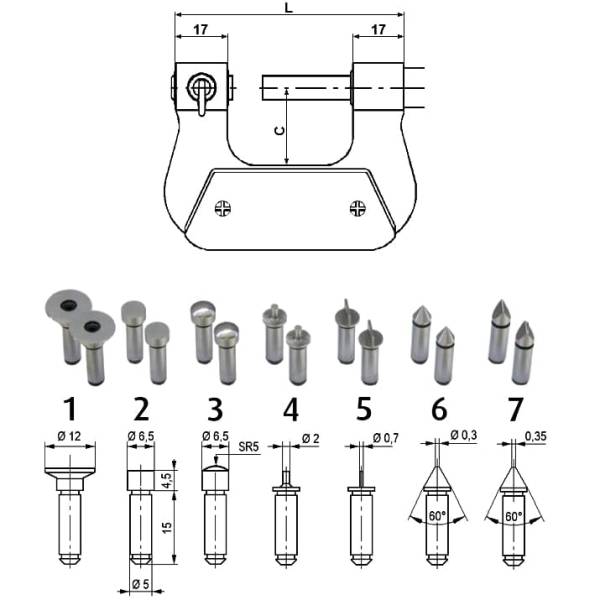 Bügelmessschrauben mit auswechselbaren Einsätzen Typ M110