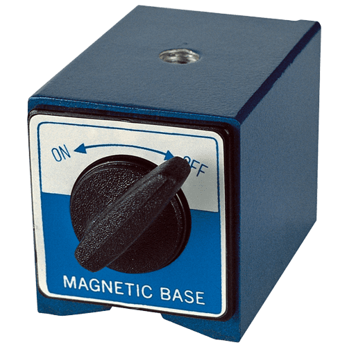 Magnetic base for measuring stands with thread