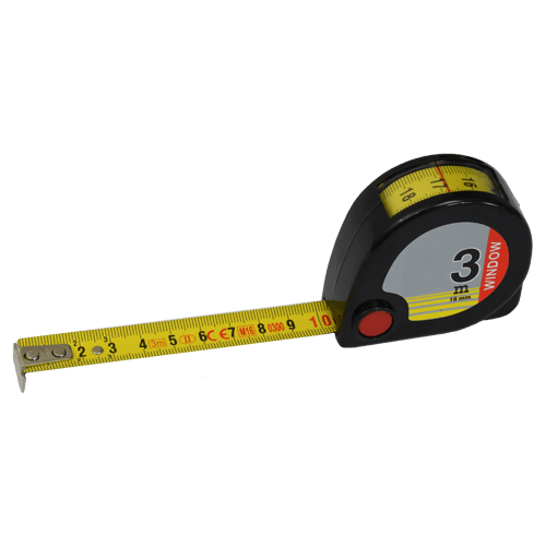 Pocket measuring tape, inside measurements, top window, 3 m