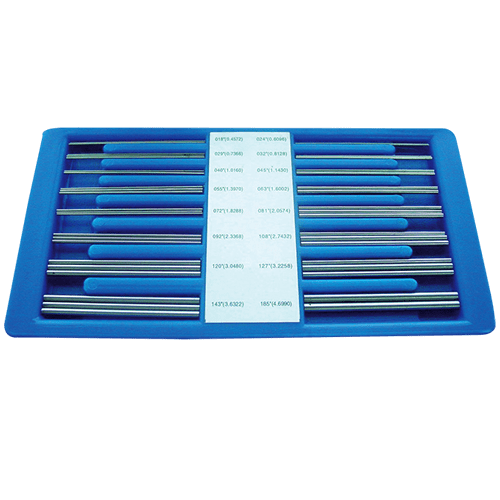 Pin gauge set for thread measuring in box