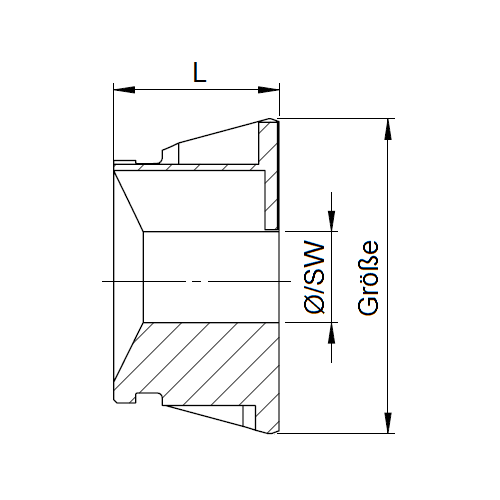 Spannkopf SK 65 rund, quergerillt mit Vorbau