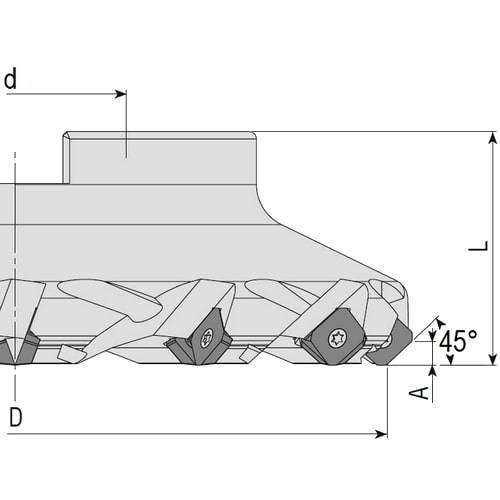 Planmesserkopf 45° für SEKT 12T3 Wendeplatten