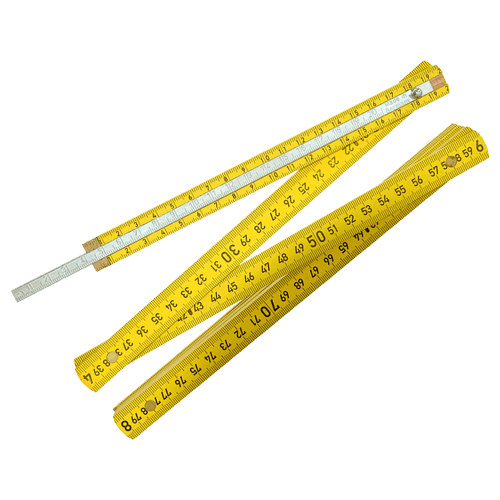wooden folding ruler with extendable brass tongue, yellow, 2 m