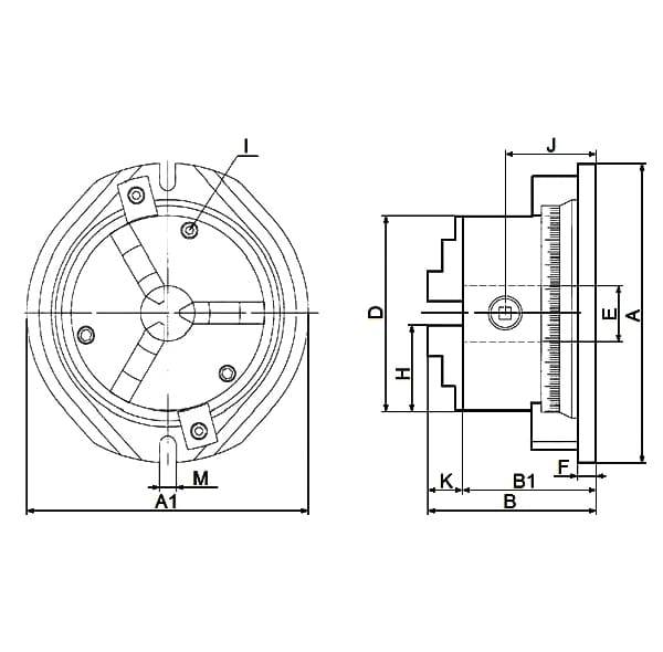 3-Backen-Spannfutter VSR auf Drehplatte