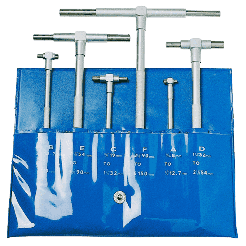 Telescopic gauges set, with spherically measuring faces, 6 pieces