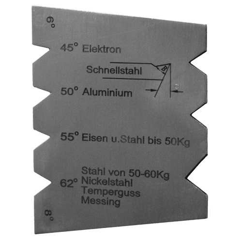 Lathe tool gauges for different materials