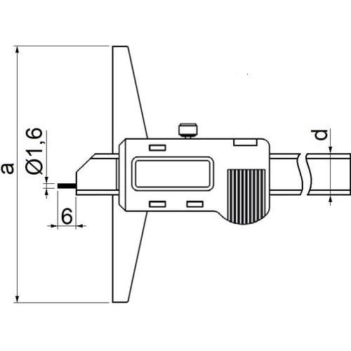 Digitaler Tiefenmessschieber mit Spitze und Metallgehäuse, Din 862, Typ 6046