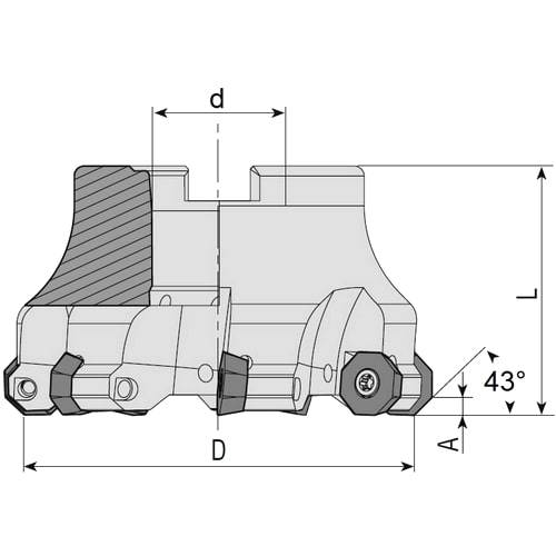 Planmesserkopf 43°, für ODMT Wendeplatten