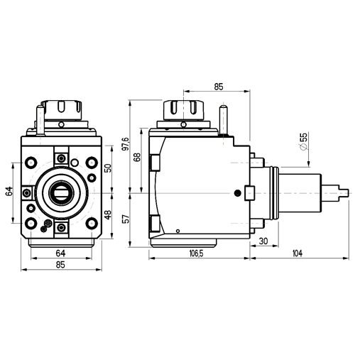 Radial Bohr- und Fräskopf BMT 55, lang, DOOSAN